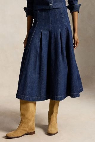Ralph Lauren - Váy Jean Nữ Woven Flared Skirt Denim