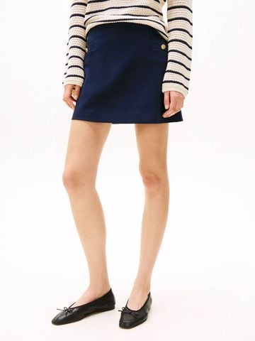 Tommy Hilfiger - Váy nữ Ponte Gold Button Mini Skirt