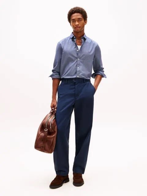 Tommy Hilfiger - Áo sơ mi tay dài nam Flex Poplin Regular Micro Print Shirt