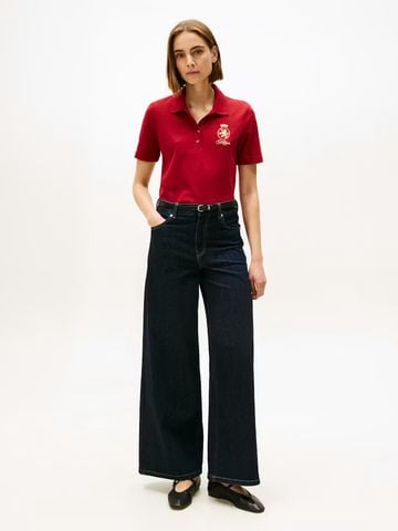 Tommy Hilfiger - Áo thun có cổ polo tay ngắn nữ Crest Embroidery Regular Fit Polo Shirt