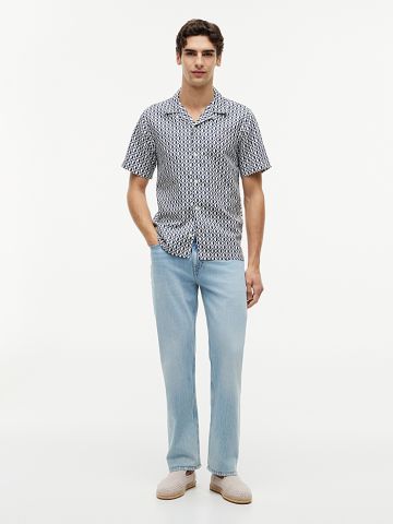 Tommy Hilfiger - Áo Sơ Mi Nam Regular Linen Blend Print Short Sleeve Shirt