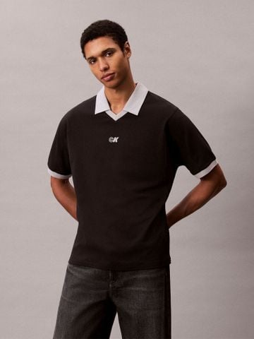 Calvin Klein - Áo polo nam Sport Monogram Logo Classic Polo Shirt