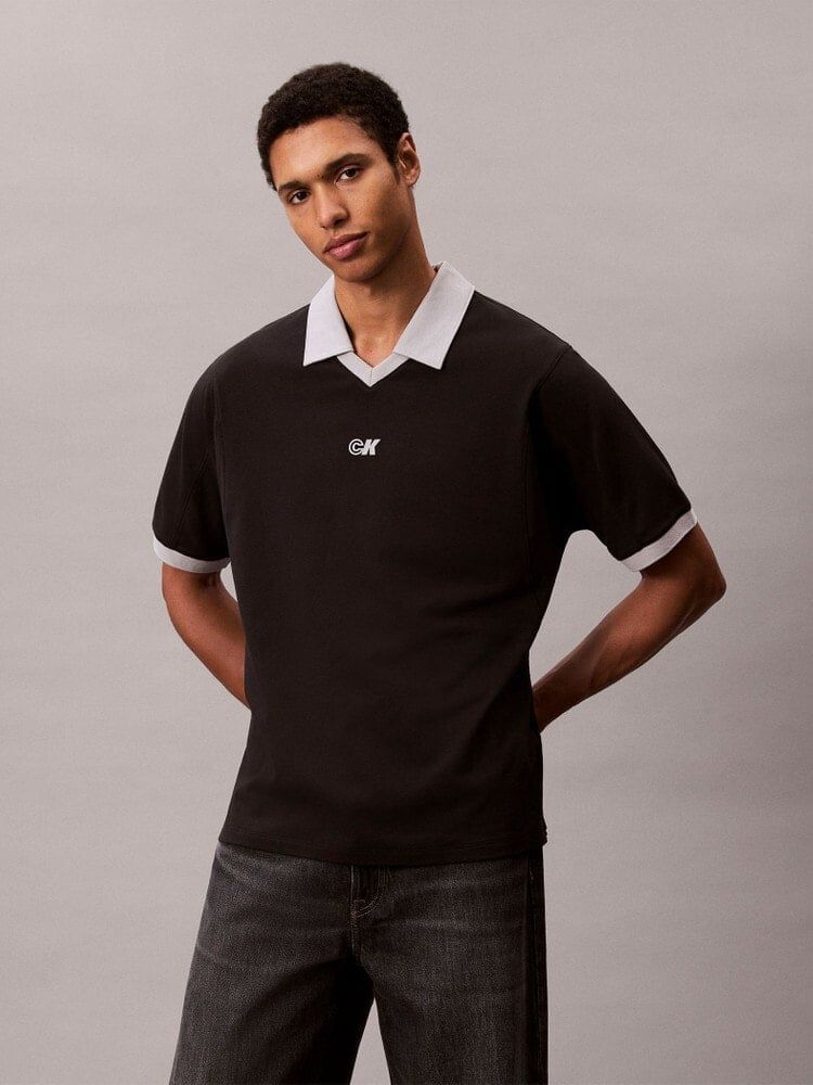 Calvin Klein - Áo polo nam Sport Monogram Logo Classic Polo Shirt