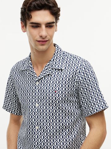 Tommy Hilfiger - Áo Sơ Mi Nam Regular Linen Blend Print Short Sleeve Shirt