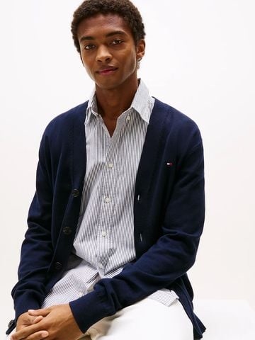 Tommy Hilfiger - Áo khoác len mỏng tay dài nam Flag Embroidery V-Neck Cardigan - 2
