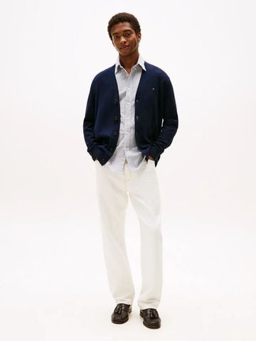 Tommy Hilfiger - Áo khoác len mỏng tay dài nam Flag Embroidery V-Neck Cardigan - 3