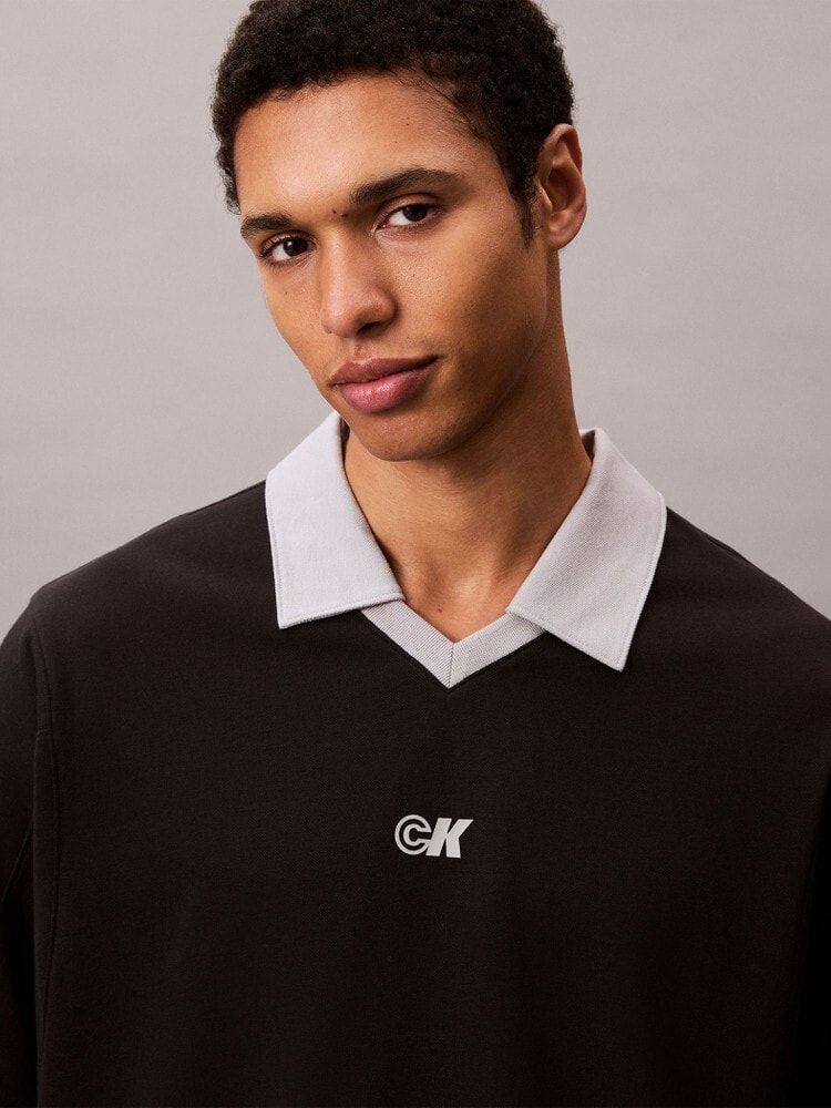 Calvin Klein - Áo polo nam Sport Monogram Logo Classic Polo Shirt