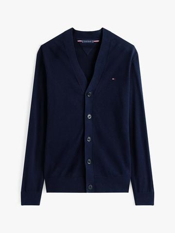 Tommy Hilfiger - Áo khoác len mỏng tay dài nam Flag Embroidery V-Neck Cardigan - 4