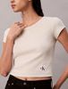 Calvin Klein - Áo tay ngắn dệt kim nữ Woven Monogram Logo Slim T-Shirt