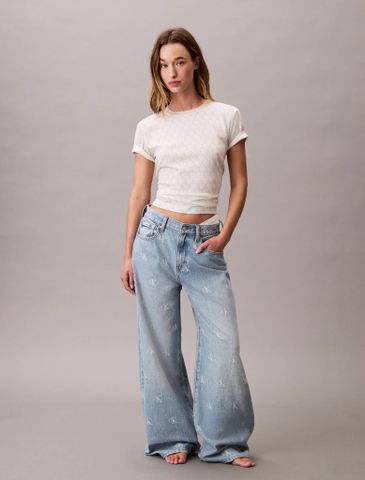 Calvin Klein - Áo phông thời trang nữ Allover Monogram Logo Classic T-Shirt