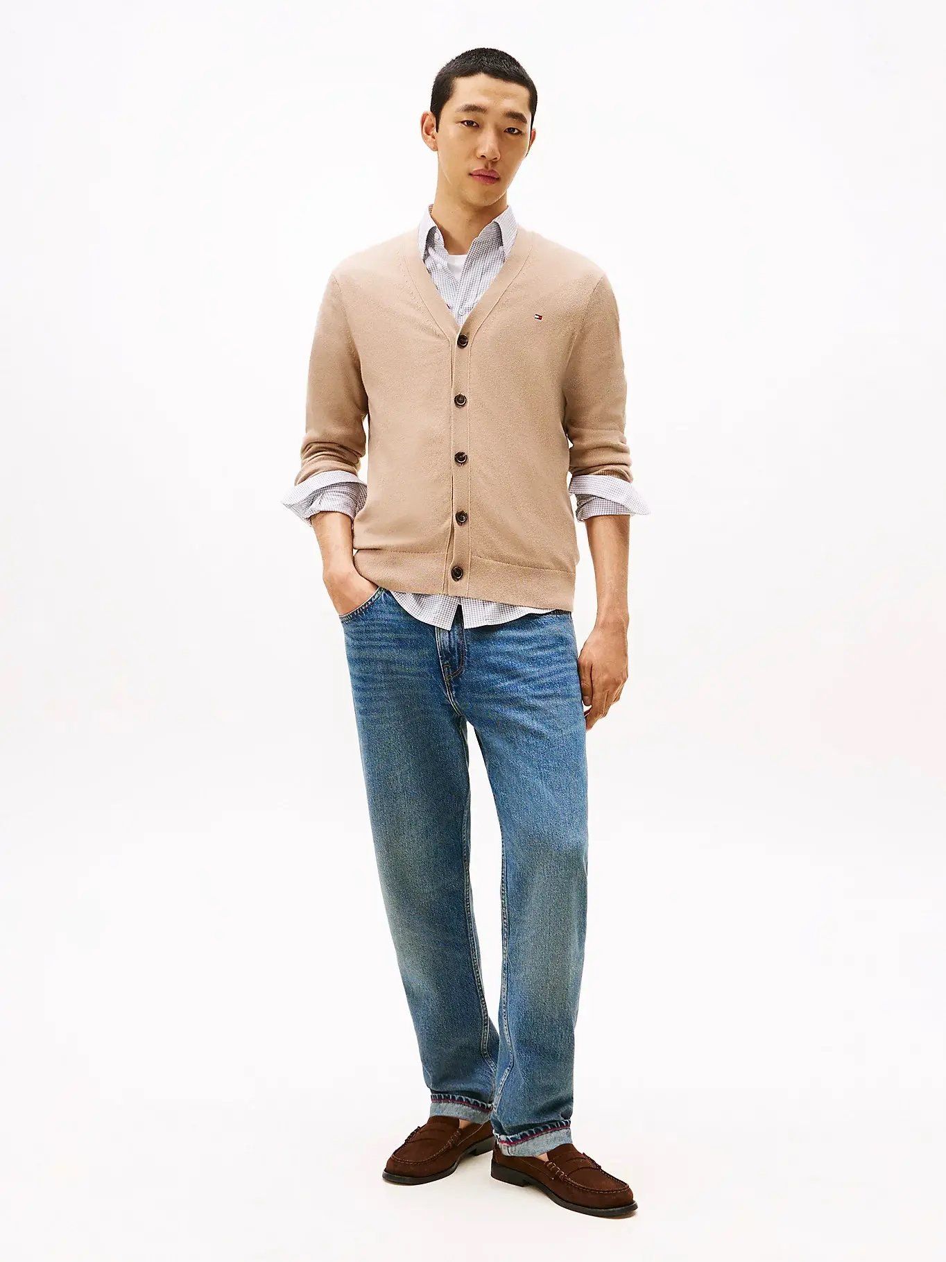 Tommy Hilfiger - Áo khoác len tay dài nam TH Pima Cardigan Tipped