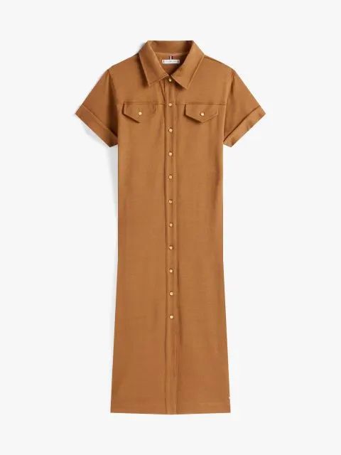 Tommy Hilfiger - Đầm nữ Casual Gold-Tone Button Midi Shirt Dress