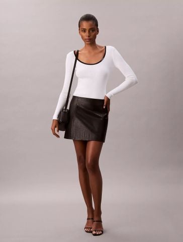 Calvin Klein - Áo len tay dài nữ Cotton Blend Classic Scoopneck Sweater - 4