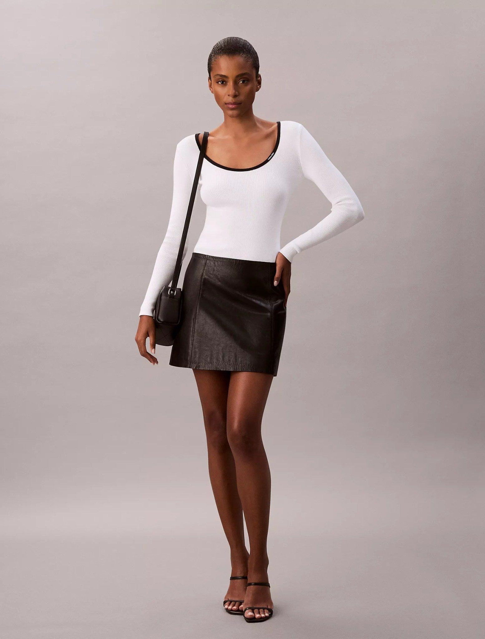 Calvin Klein - Áo len tay dài nữ Cotton Blend Classic Scoopneck Sweater