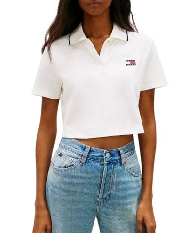 Tommy Hilfiger - Áo Polo Nữ Tommy Jeans Crop Badge Short Sleeve
