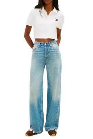 Tommy Hilfiger - Áo Polo Nữ Tommy Jeans Crop Badge Short Sleeve