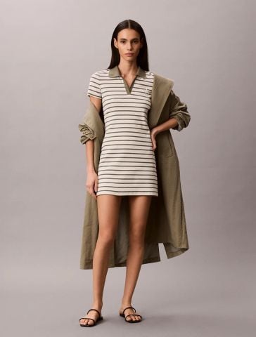 Calvin Klein - Đầm Polo Nữ Monologo Baby Rib Polo Mini Dress