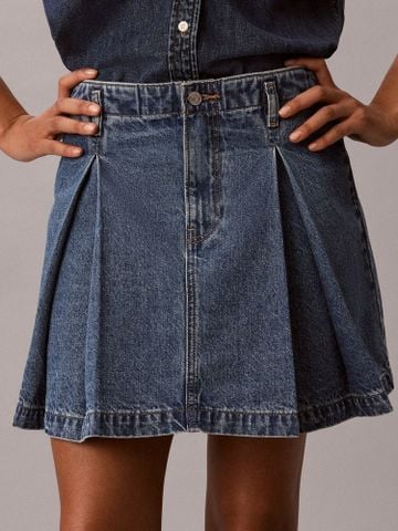 Calvin Klein - Váy Jean Nữ Pleated Denim Mini Skirt Tinte