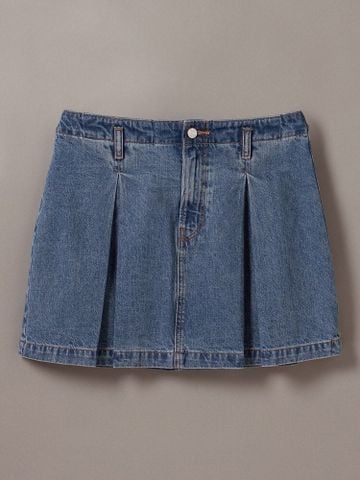 Calvin Klein - Váy Jean Nữ Pleated Denim Mini Skirt Tinte