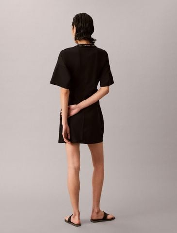 Calvin Klein - Đầm Tay Ngắn Nữ Logo Rib Interlock Dress