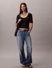 Calvin Klein - Áo Dệt Kim Tay Ngắn Nữ Slim Ribbed Open Back T-shirt