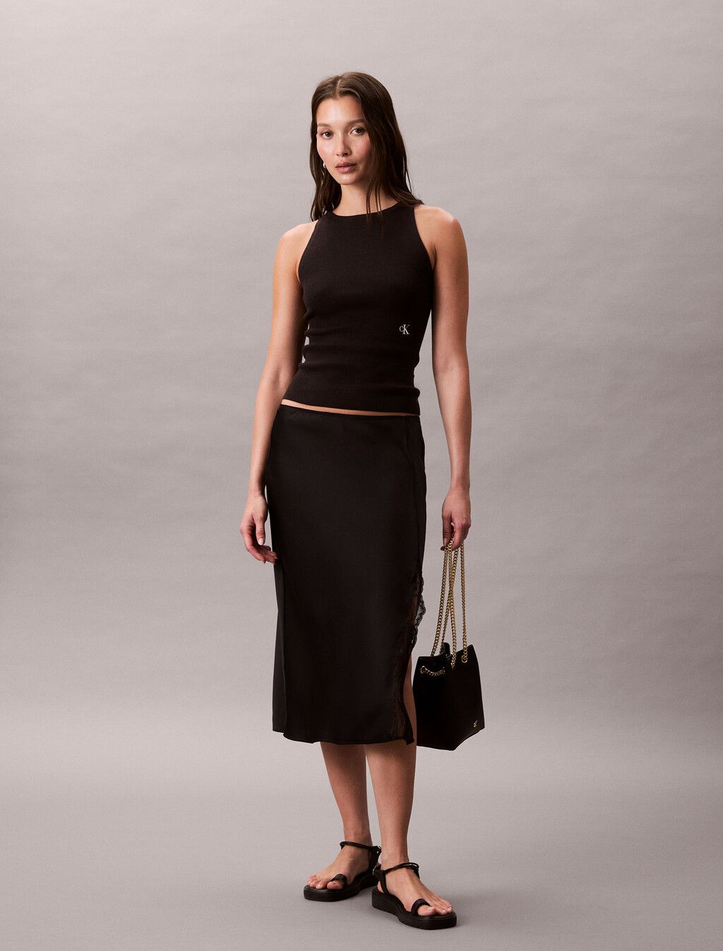 Calvin Klein - Áo ba lỗ nữ Tie Back Lyocell Rib Knit Tank Top