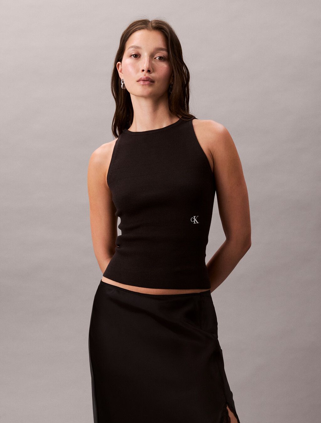 Calvin Klein - Áo ba lỗ nữ Tie Back Lyocell Rib Knit Tank Top