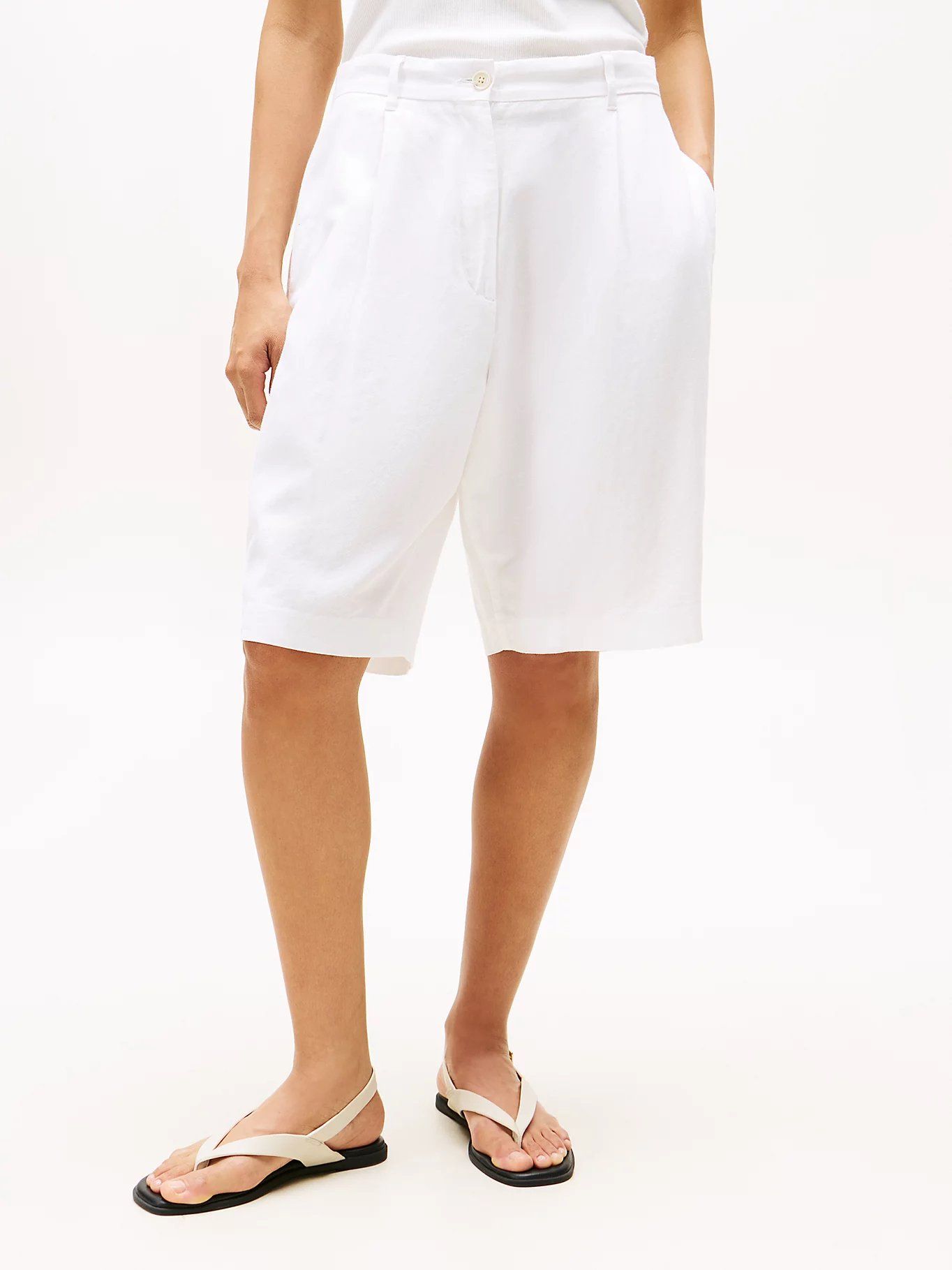 Tommy Hilfiger - Quần ngắn nữ Wide Leg Bermuda Shorts With Linen
