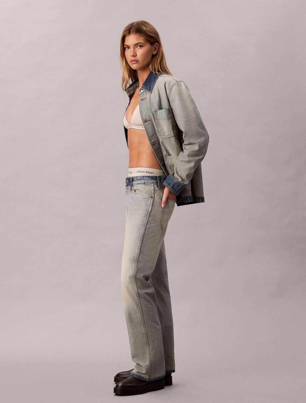 Calvin Klein - Quần jeans dài nữ Selvedge Relaxed Bootcut Jeans