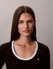 Calvin Klein - Áo Dệt Kim Tay Ngắn Nữ Slim Ribbed Open Back T-shirt