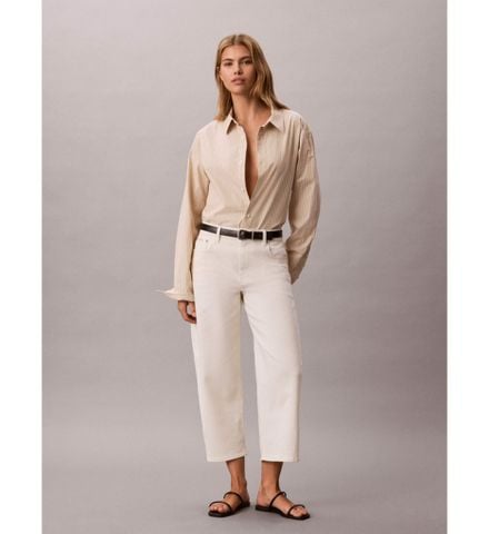 Calvin Klein - Quần Vải Nữ Cotton Cropped Barrel Leg Pant