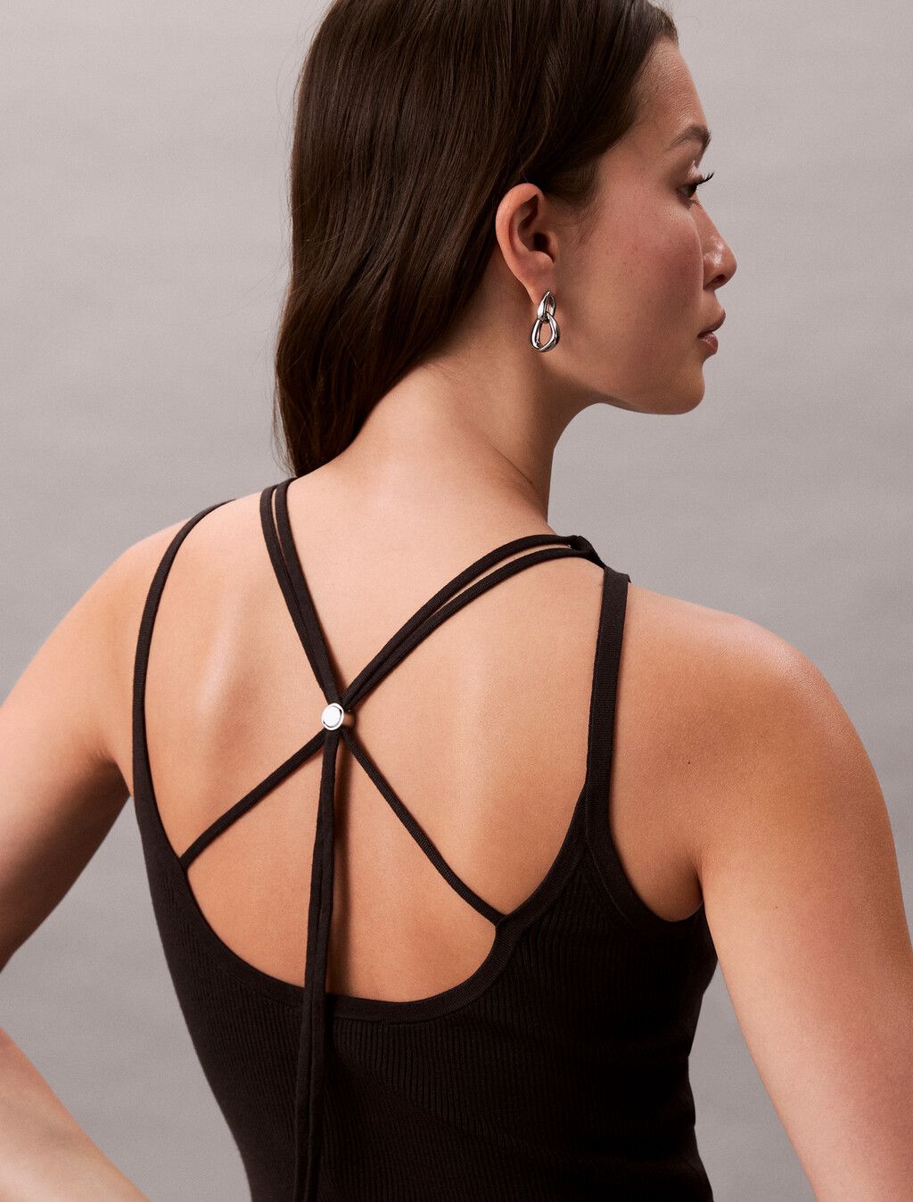 Calvin Klein - Áo ba lỗ nữ Tie Back Lyocell Rib Knit Tank Top