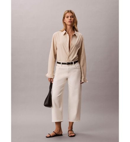 Calvin Klein - Quần Vải Nữ Cotton Cropped Barrel Leg Pant