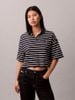 Calvin Klein - Áo Polo Nữ Cropped Pique Striped Polo