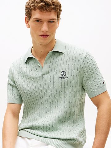 Tommy Hilfiger - Áo polo dệt kim Nam Regular Fit Embroidery Cable Knit Polo Shirt