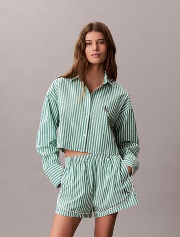 Calvin Klein - Áo Ngủ Nữ Cropped Cotton Poplin Pyjama Top