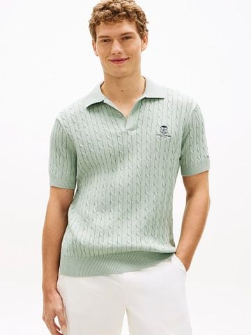 Tommy Hilfiger - Áo polo dệt kim Nam Regular Fit Embroidery Cable Knit Polo Shirt