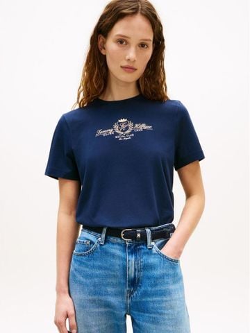 Tommy Hilfiger - Áo Thun Tay Ngắn Nữ Im Lurex Varsity Regular Crew Neck Short Sleeve Tee