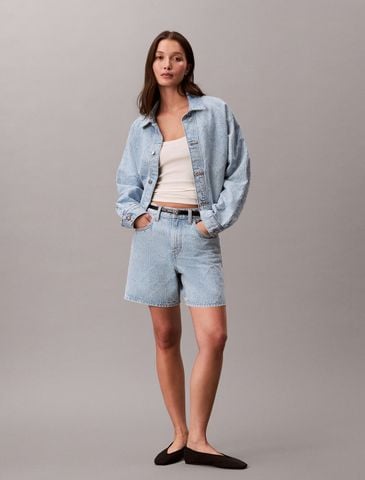 Calvin Klein - Áo Khoác Jean Nữ Needle punch Denim Trucker Jacket
