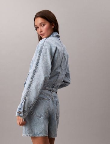 Calvin Klein - Áo Khoác Jean Nữ Needle punch Denim Trucker Jacket