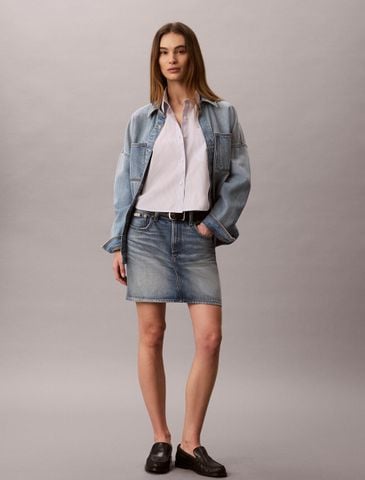 Calvin Klein - Áo Sơ Mi Nữ Cropped Cotton Poplin Stripe Shirt