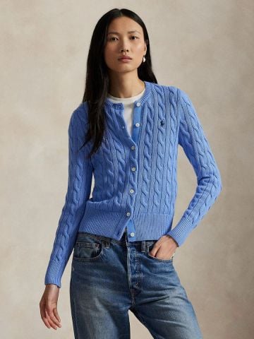 Ralph Lauren - Áo Cardigan Nữ Cable-Knit Cotton Crewneck Cardigan