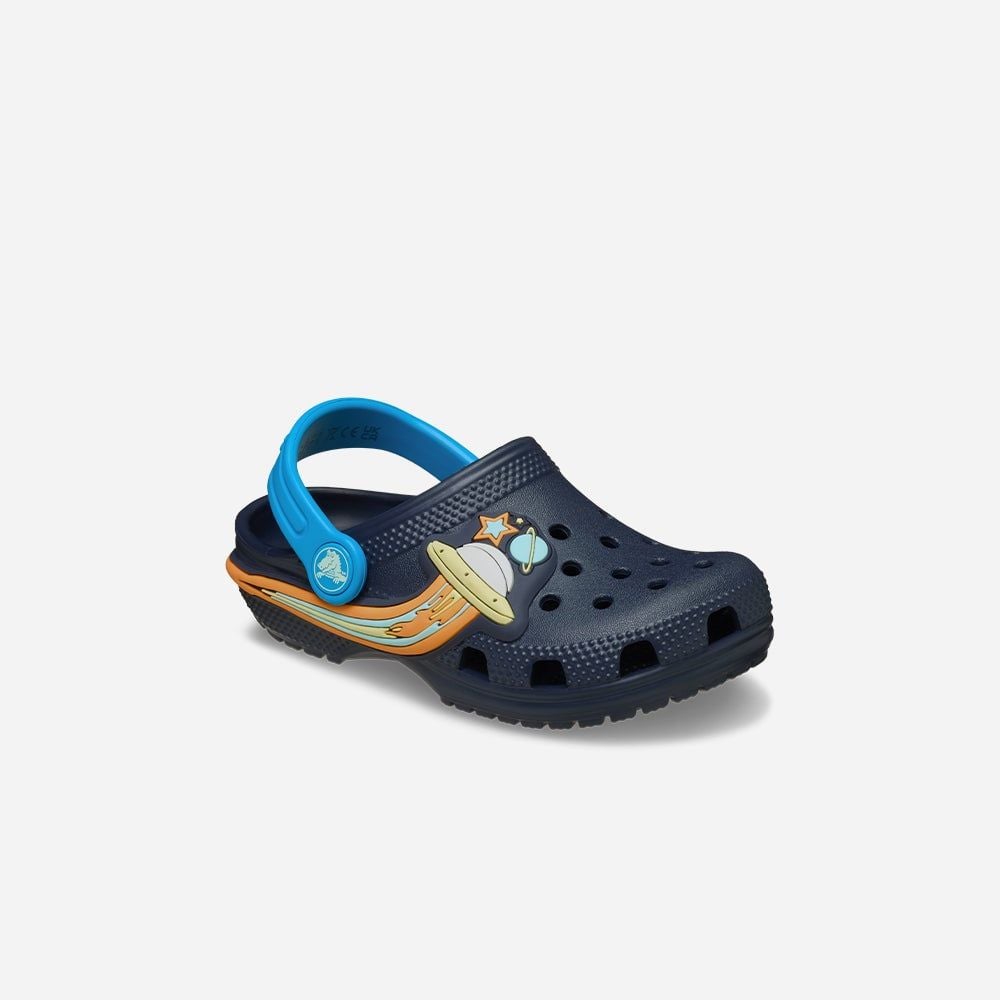 Crocs - Xăng đan trẻ em Classic Ufo Lights Clog Navy Lifestyle