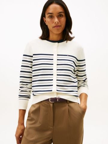 Tommy Hilfiger - Áo Cardigan Nữ Fine Gauge Crew Neck Long Sleeve Cardigan