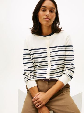 Tommy Hilfiger - Áo Cardigan Nữ Fine Gauge Crew Neck Long Sleeve Cardigan