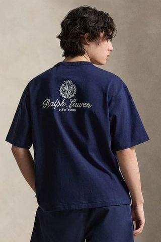 Ralph Lauren - Áo Thun Tay Ngắn Nam Navy Printed T-Shirt With A Relaxed Fit