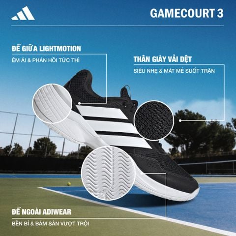 Adidas - Giày Quần Vợt Tennis Nam GameCourt 3 - 4