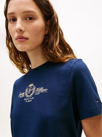 Tommy Hilfiger - Áo Thun Tay Ngắn Nữ Im Lurex Varsity Regular Crew Neck Short Sleeve Tee