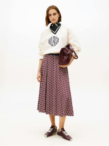 Tommy Hilfiger - Chân Váy Nữ Viscose Twill A-Line Midi Skirt
