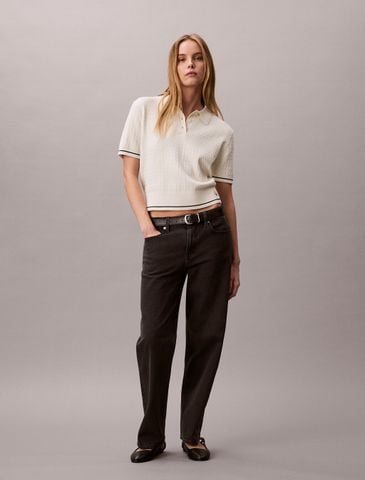 Calvin Klein - Áo Len Nữ Cable Knit Short Sleeve Jumper